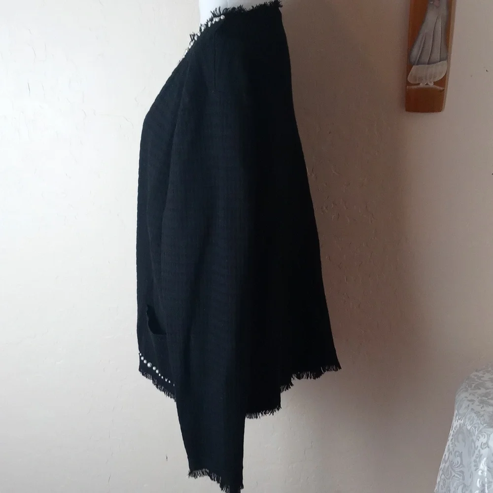 Elena Miro Black Sweater Cardigan with Pearl Trim - Picture 3 of 11